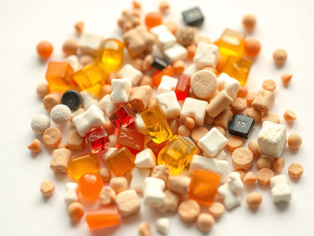 A close-up view of an assortment of essential amino acids on a clean, white background, with a soft, natural lighting that highlights their individual colors and textures. The amino acids are arranged in an organized, visually appealing manner, conveying a sense of balance and harmony. The image has a calm, serene atmosphere, focusing on the inherent beauty and nutritional value of these key building blocks for weight management and overall health. The lens captures the subject with a shallow depth of field, drawing the viewer's attention to the prominent amino acids and creating a visually compelling, minimalist composition. A close-up view of an assortment of essential amino acids on a clean, white background, with a soft, natural lighting that highlights their individual colors and textures. The amino acids are arranged in an organized, visually appealing manner, conveying a sense of balance and harmony. The image has a calm, serene atmosphere, focusing on the inherent beauty and nutritional value of these key building blocks for weight management and overall health. The lens captures the subject with a shallow depth of field, drawing the viewer's attention to the prominent amino acids and creating a visually compelling, minimalist composition.
