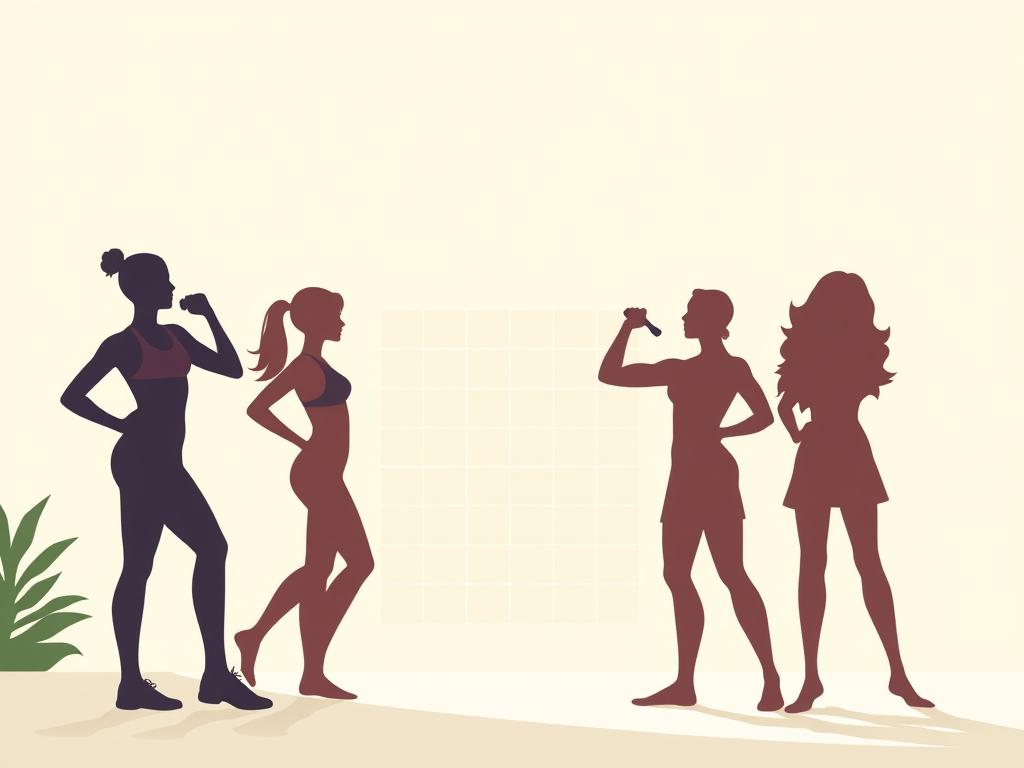 A vibrant illustration showcasing four distinct nutrition archetypes, captured in a clean, minimalist style. In the foreground, silhouettes of people in various poses represent the different dietary preferences - athletic, balanced, health-conscious, and indulgent. The middle ground features a subtle grid or pattern, symbolizing the structure and organization of an individualized nutritional approach. The background maintains a soft, neutral palette, allowing the focal subjects to take center stage. The lighting is natural and diffused, creating a sense of harmony and wellness. The overall tone is aspirational, inviting the viewer to explore and identify their own unique nutritional identity.