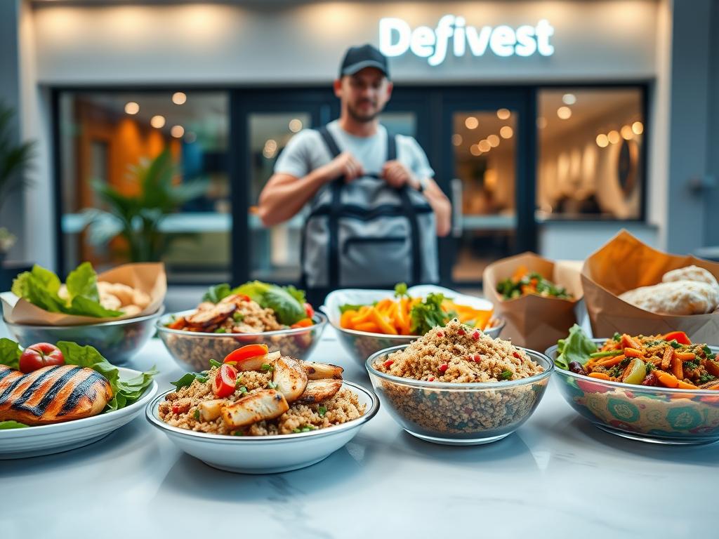 Fitness Gerichte bestellen - Einfach & Gesund! - Ernährung & Rezepte - A vibrant well lit scene depicting a variety of healthy fitness oriented meal options ready 1