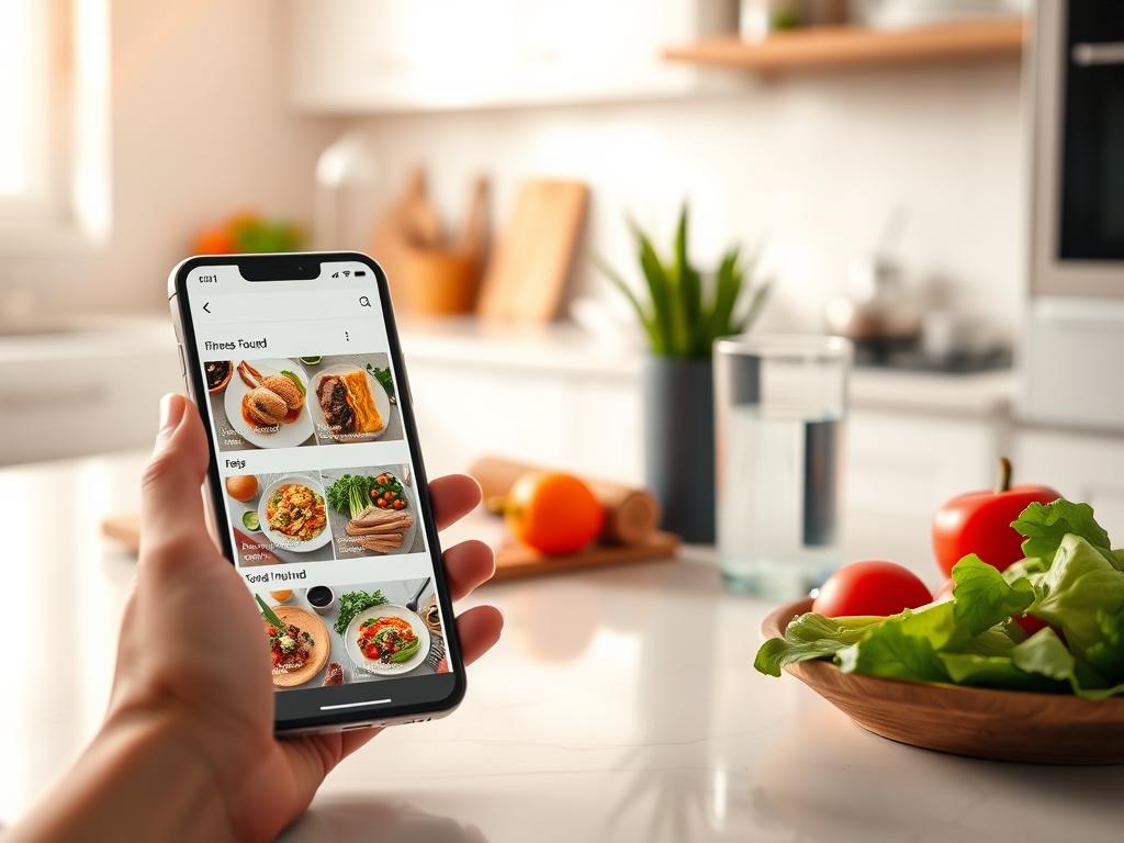 Fitness Gerichte bestellen - Einfach & Gesund! - Ernährung & Rezepte - A visually appetizing scene of a healthy meal being ordered online. The foreground shows a 1