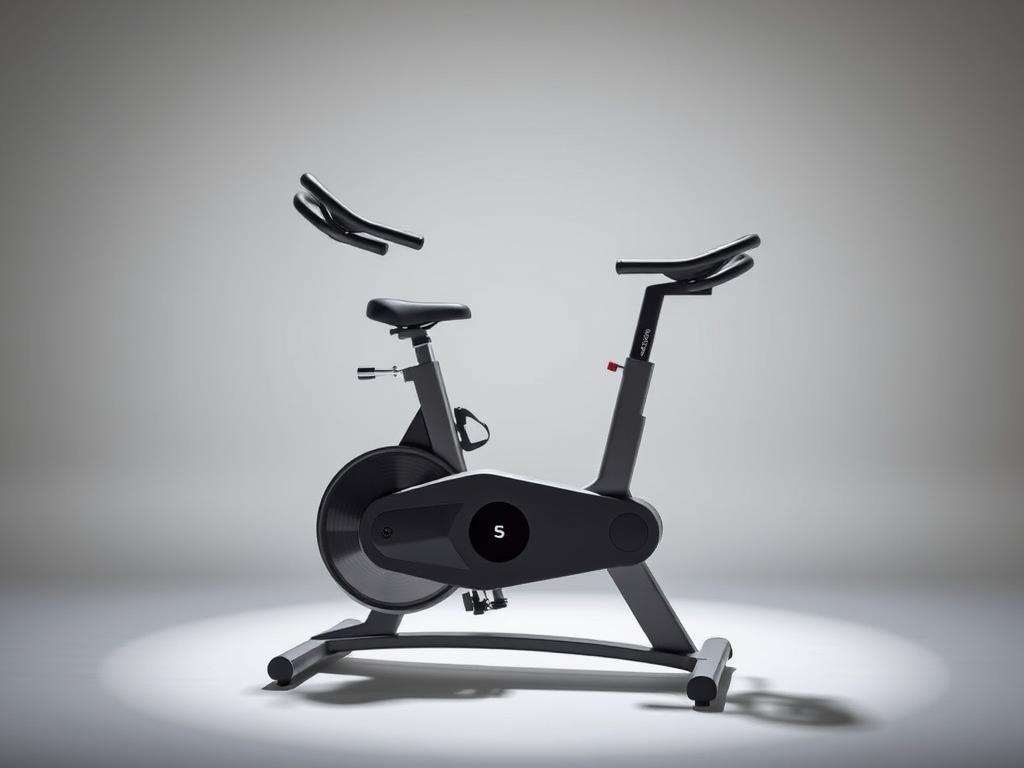 Ergometer Trainingsplan Fettabbau: A sleek, modern ergometer displayed in a well-lit, airy studio setting. The ergometer is the central focus, showcasing its clean lines and high-tech design. Soft, directional lighting illuminates the machine, creating dynamic shadows and highlights that accentuate its form. The background is minimalist, with a neutral color palette that allows the ergometer to take center stage. The overall mood is one of efficiency, practicality, and the pursuit of fitness goals, conveying the benefits of using an ergometer for effective weight loss and cardio training.